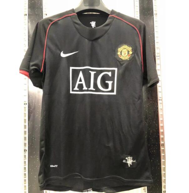 2007-08 Manchester United Retro Away Black Soccer Jersey Shirt